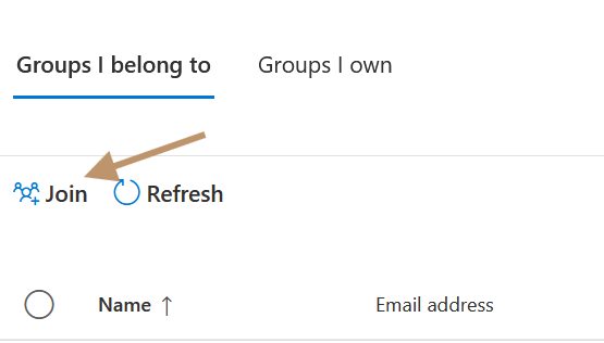 Image shows a screenshot with an arrow pointing to the word "Join"